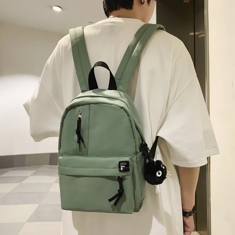 OURFUN Nylon Backpack Unisex White/Black/Pink/Burgundy/Light Green-11