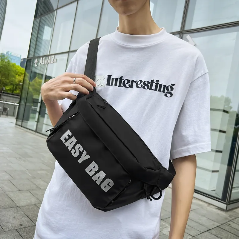 OURFUN Nylon Fabric Sling Bag Unisex White/Black/Green/Blue-2