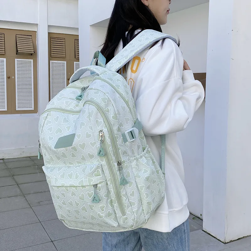 OURFUN Nylon Backpack Unisex Gray/Yellow/Green/Blue/Pink-8
