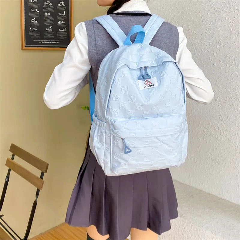 OURFUN Nylon Backpack Regular Unisex Ecru/Black/Blue/Pink/Brown-8