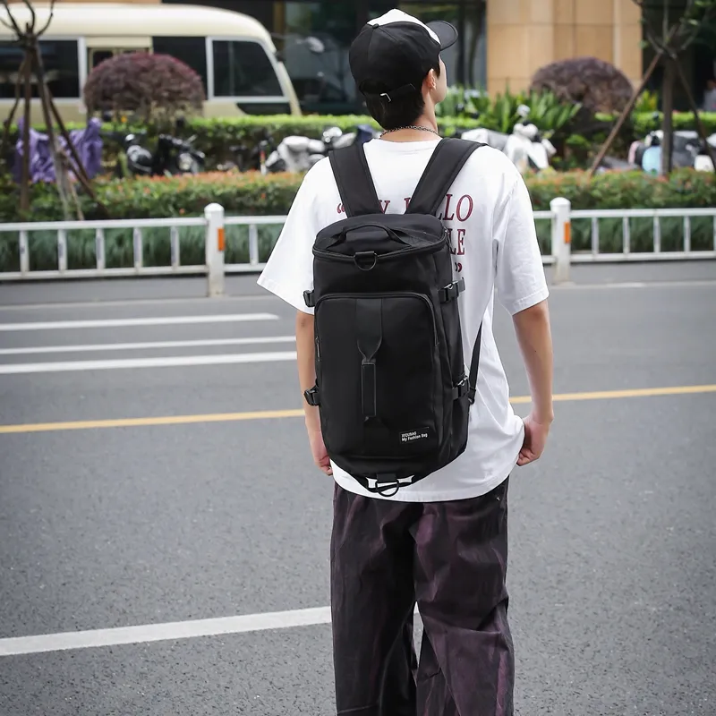 OURFUN Nylon Travel Bag Large Size Unisex White/Black-7