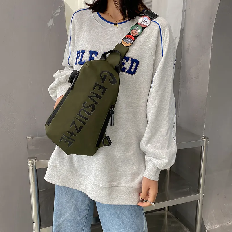 OURFUN Canvas Sling Bag Regular Unisex White/Gray/Black/Army Green-9
