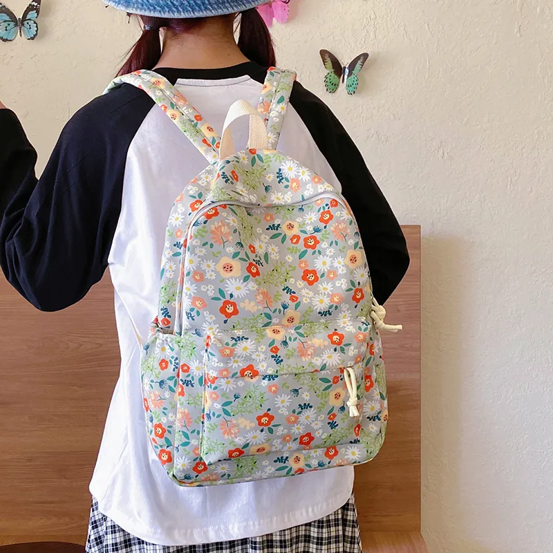 OURFUN Nylon Backpack Women's Ecru/Green-5