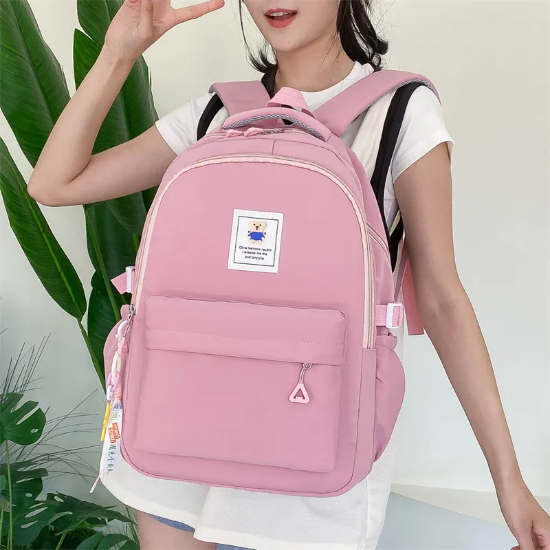 OURFUN Nylon Backpack Unisex Black/Pink/Watermelon Red/Green/Blue-4