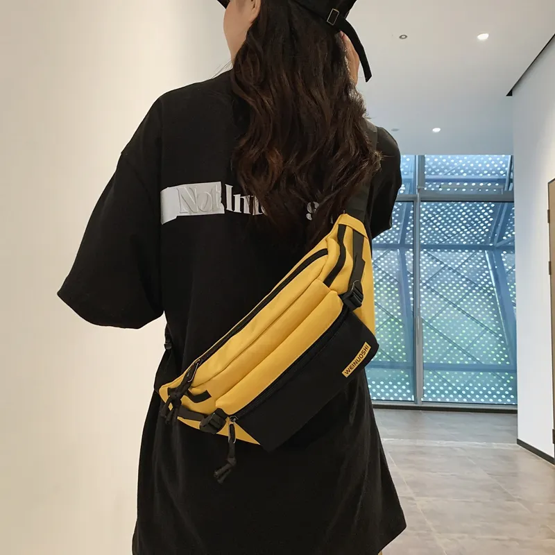 OURFUN Nylon Sling Bag Unisex Black/Yellow/Green/Blue-4