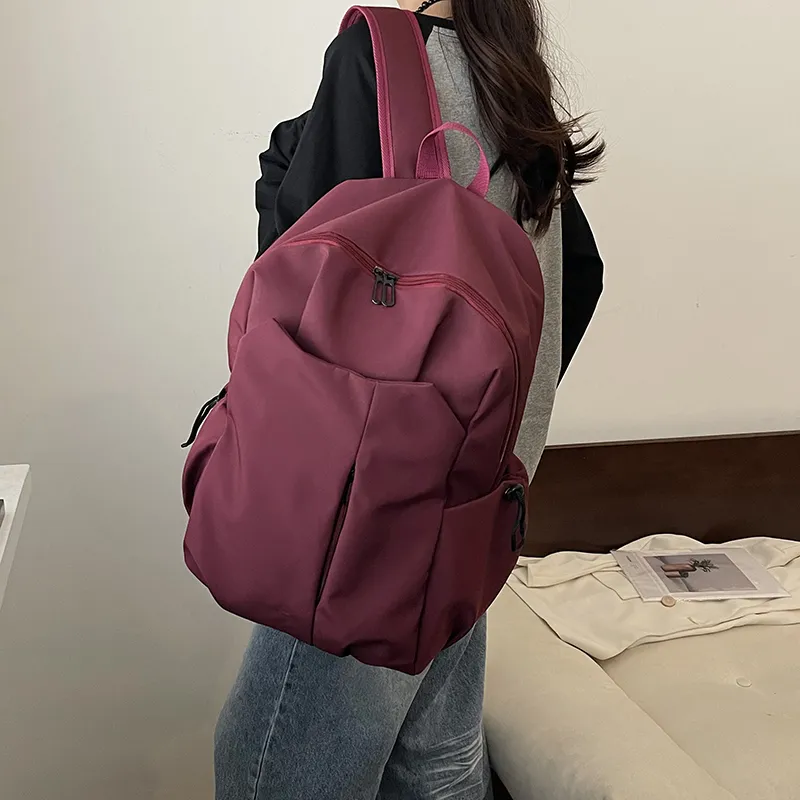 OURFUN Nylon Backpack Unisex White/Gray/Black/Burgundy-4