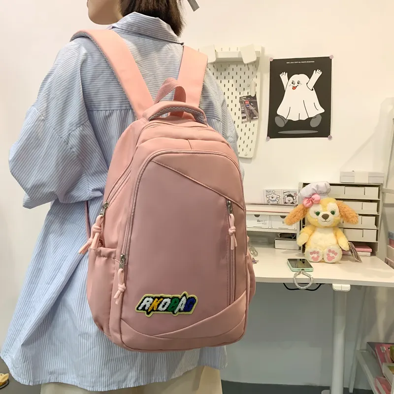 OURFUN Nylon Backpack Unisex White/Black/Yellow/Blue/Pink-9