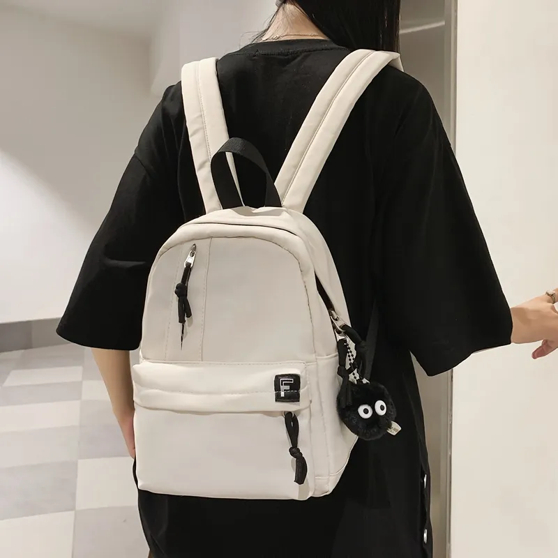 OURFUN Nylon Backpack Unisex White/Black/Pink/Burgundy/Light Green-1