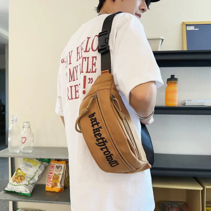 OURFUN Nylon Sling Bag Regular Unisex White/Gray/Black/Orange/Khaki-8