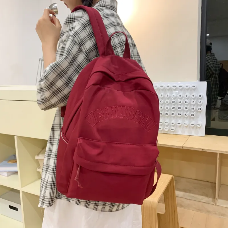 OURFUN Nylon Backpack Unisex White/Black/Orange Red/Red/Green-8