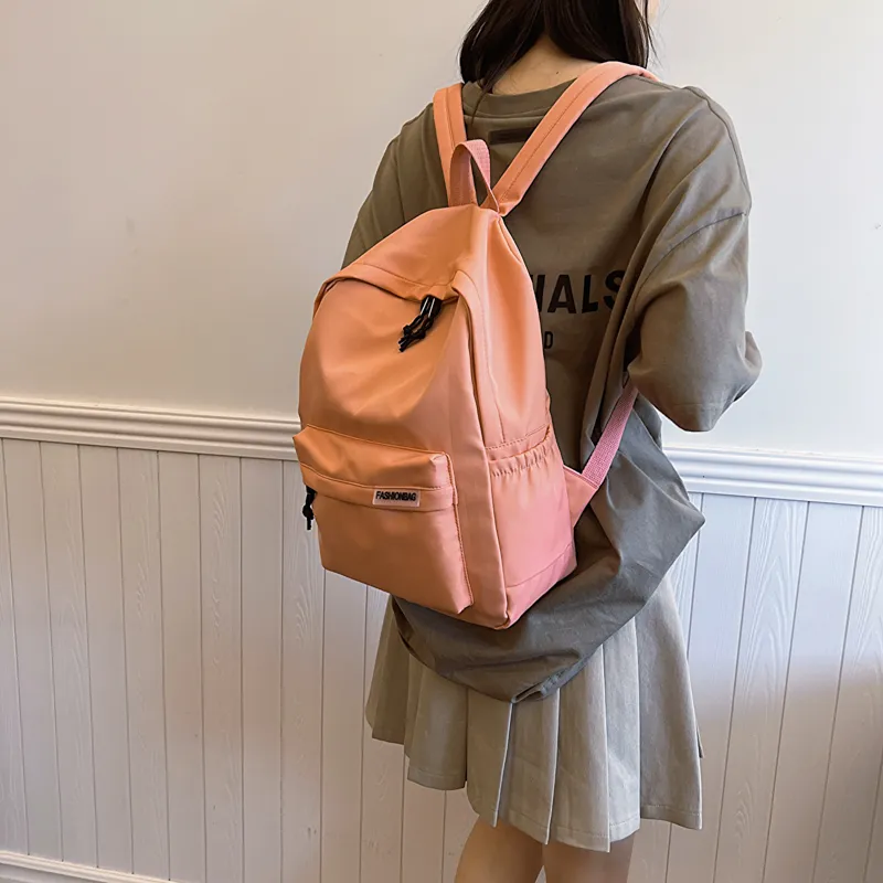 OURFUN Fabric Backpack Regular Unisex Ecru/Black/Orange Red/Violet/Yellow/Green/Blue/Pink-14