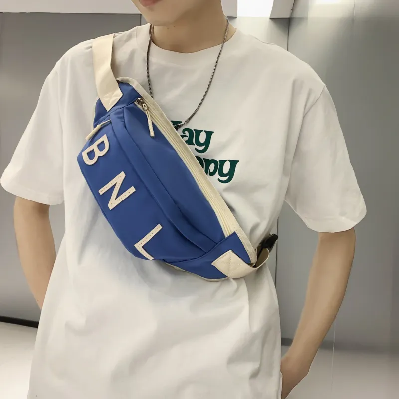 OURFUN Nylon One Shoulder Crossbody Bag, Sling Bag Unisex White Orange/White Green/White Blue/Black/Blue-7