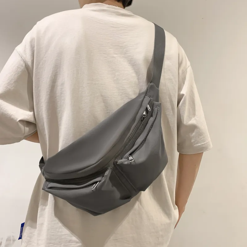 OURFUN Nylon Sling Bag Regular Unisex Gray/Black/White/Orange-2