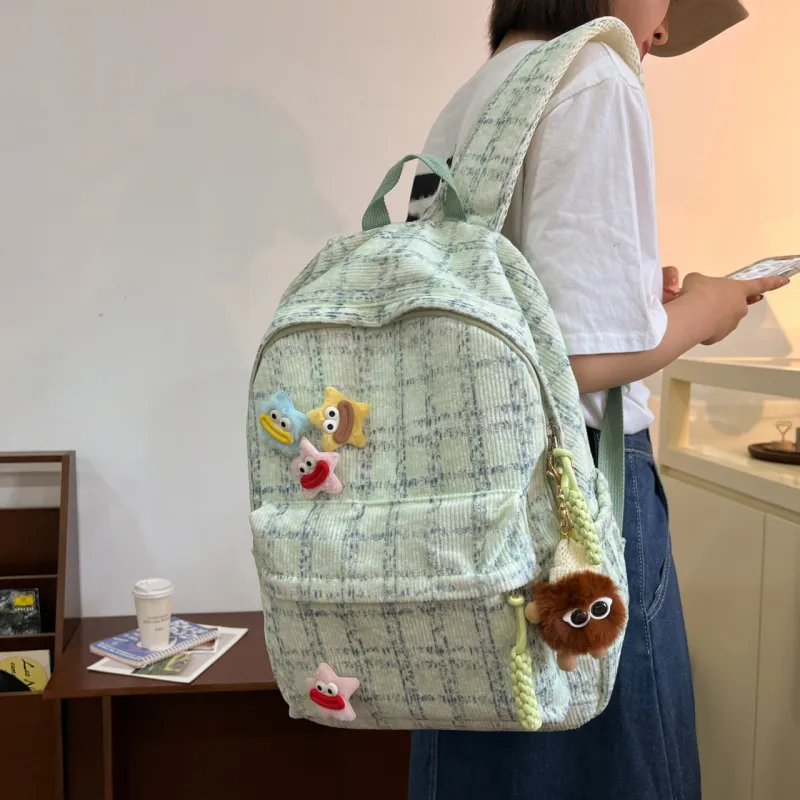 OURFUN Nylon Backpack Women's Pink/Green/Blue-3