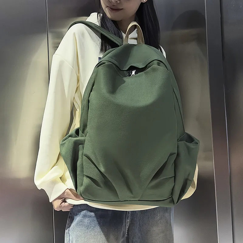 OURFUN Nylon Backpack Unisex Black/Watermelon Red/Purple/Khaki/Green-8