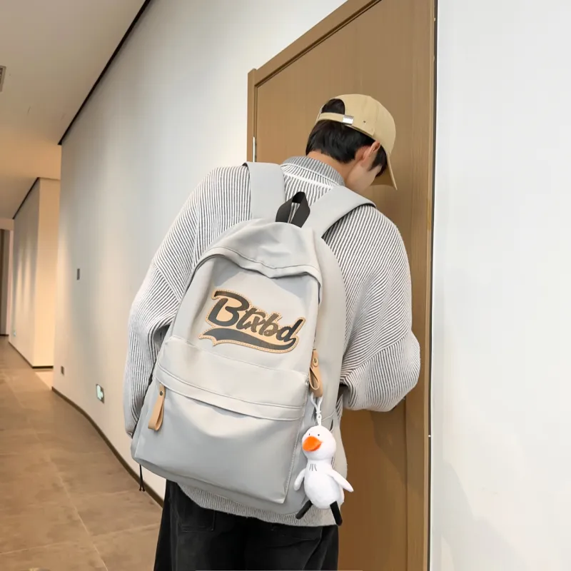 OURFUN Nylon Backpack Unisex White/Gray/Black/Red-4