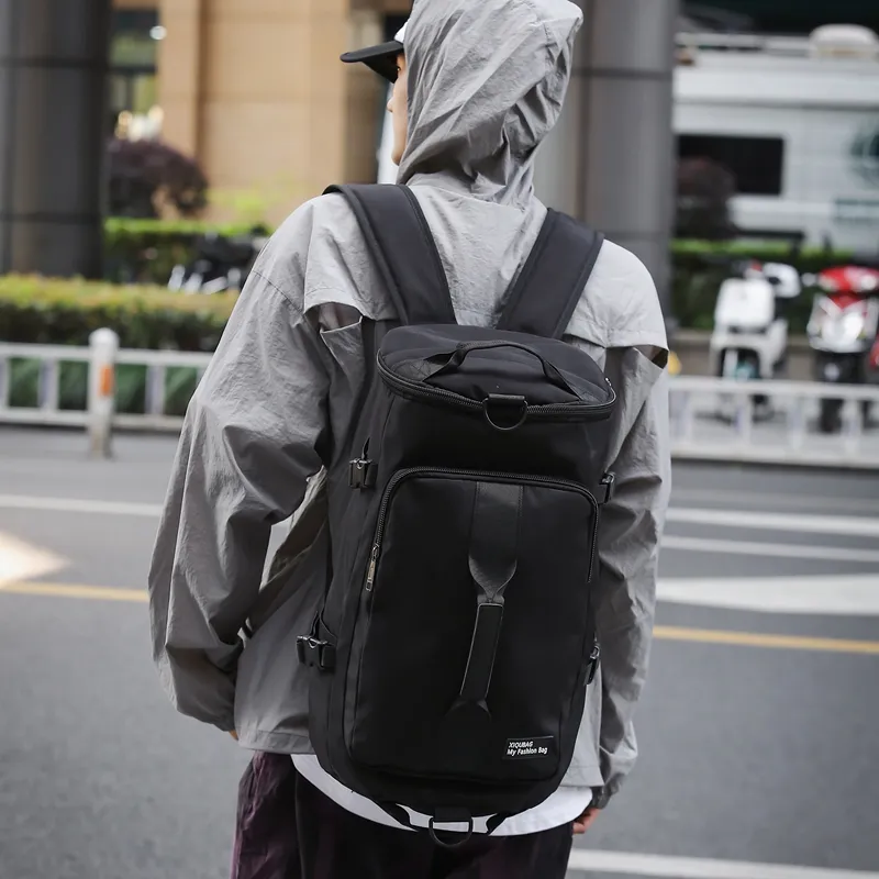 OURFUN Nylon Travel Bag Large Size Unisex White/Black-3