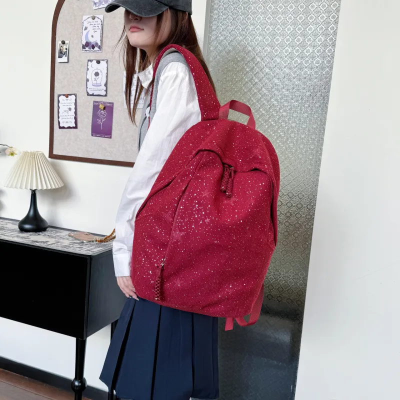 OURFUN Velour Backpack Women's White/Black/Red/Blue/Pink-7