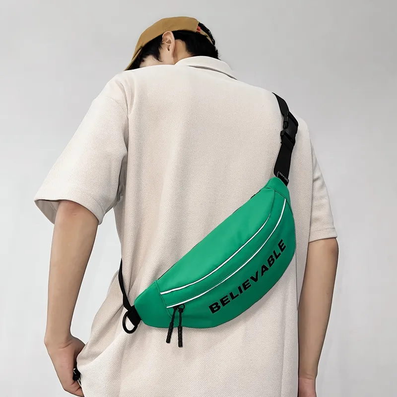 OURFUN Nylon Sling Bag Unisex White/Black/Red/Green/Blue/Pink-2
