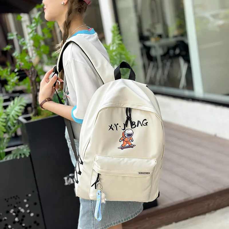 OURFUN Nylon Backpack Regular Women's Black/White/Pink/Light Green/Lake Blue-1