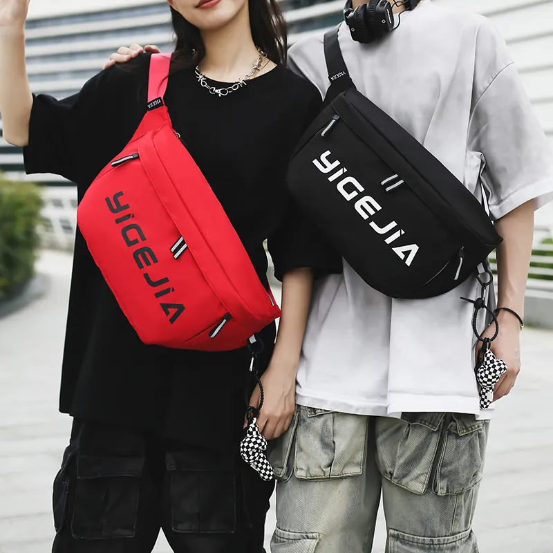 OURFUN Oxford Sling Bag Regular Unisex Dark Gray/Black/Red/Neon Green/Pink-3