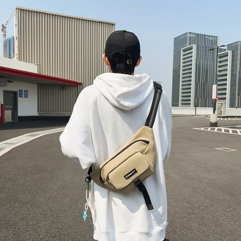 OURFUN Nylon Fabric Sling Bag Unisex White/Black/Red/Khaki-9