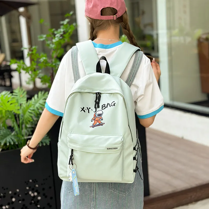 OURFUN Nylon Backpack Regular Women's Black/White/Pink/Light Green/Lake Blue-9