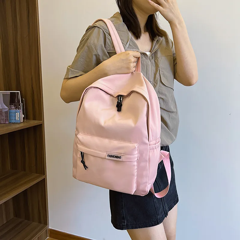OURFUN Fabric Backpack Regular Unisex Ecru/Black/Orange Red/Violet/Yellow/Green/Blue/Pink-44