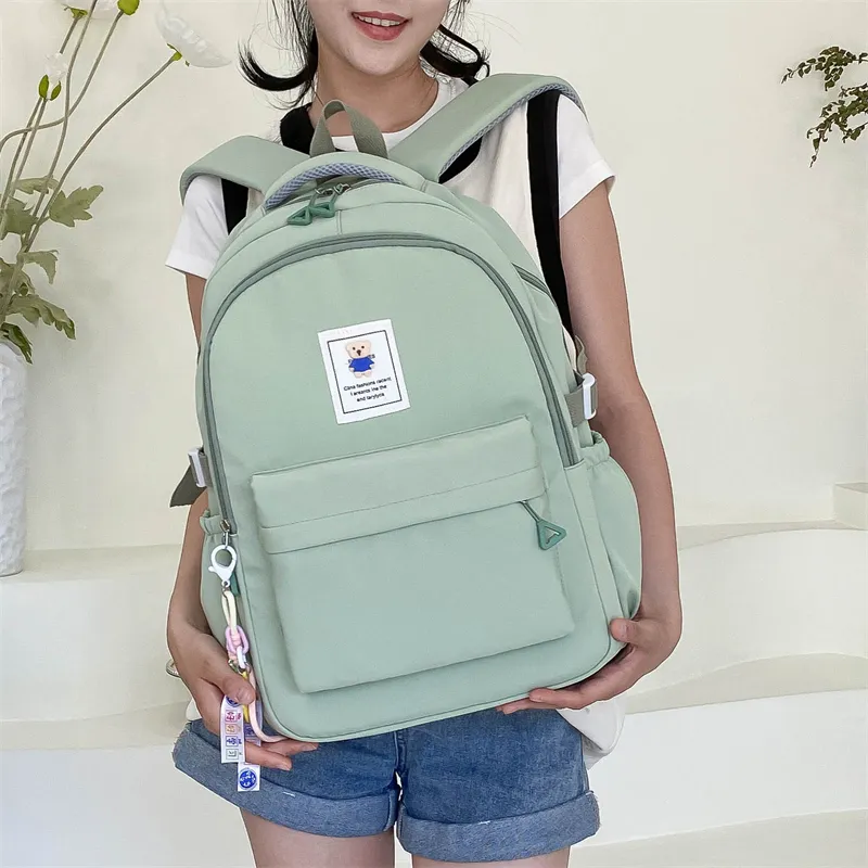 OURFUN Nylon Backpack Unisex Black/Pink/Watermelon Red/Green/Blue-2