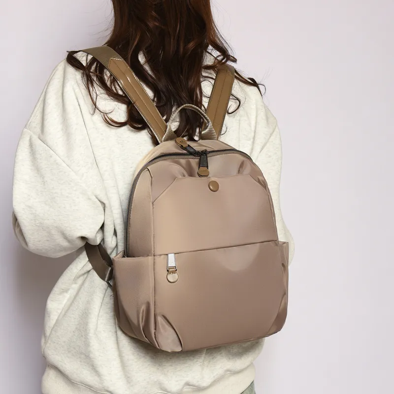 OURFUN Nylon Backpack Women's Ecru/Black/Purple/Khaki-10