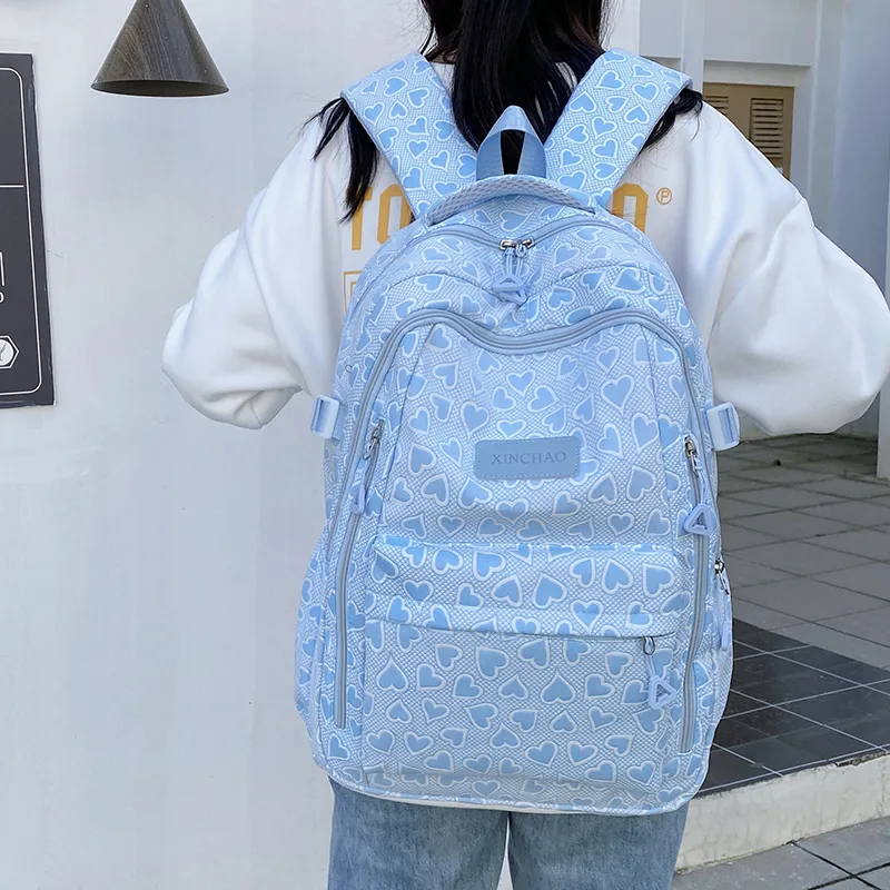 OURFUN Nylon Backpack Unisex Gray/Yellow/Green/Blue/Pink-11