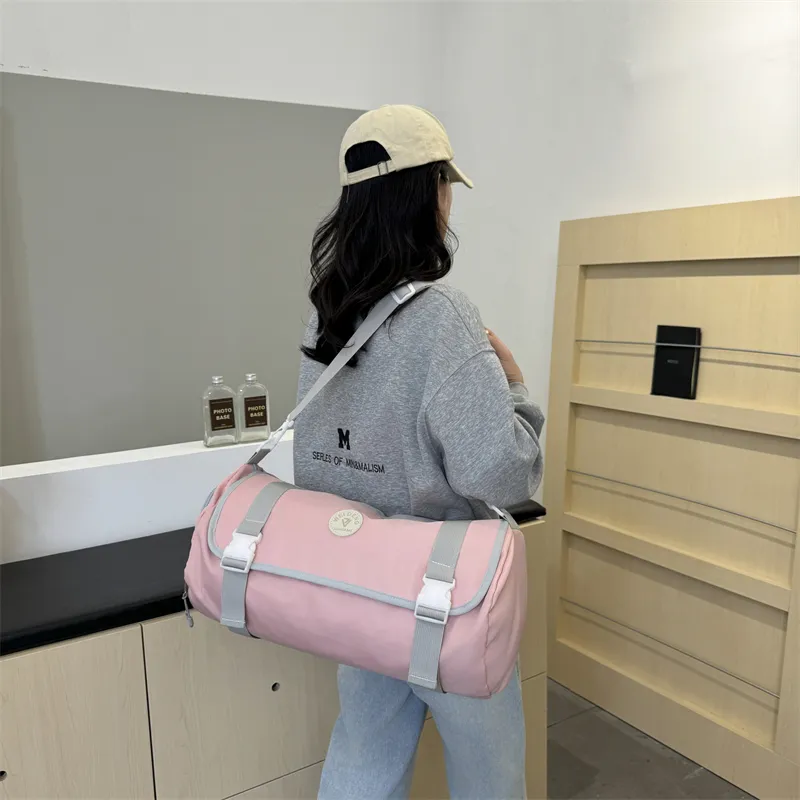 OURFUN Oxford Gym Bag Large Size Unisex Black/Rose Red/Purple/Orange/Blue/Pink-15