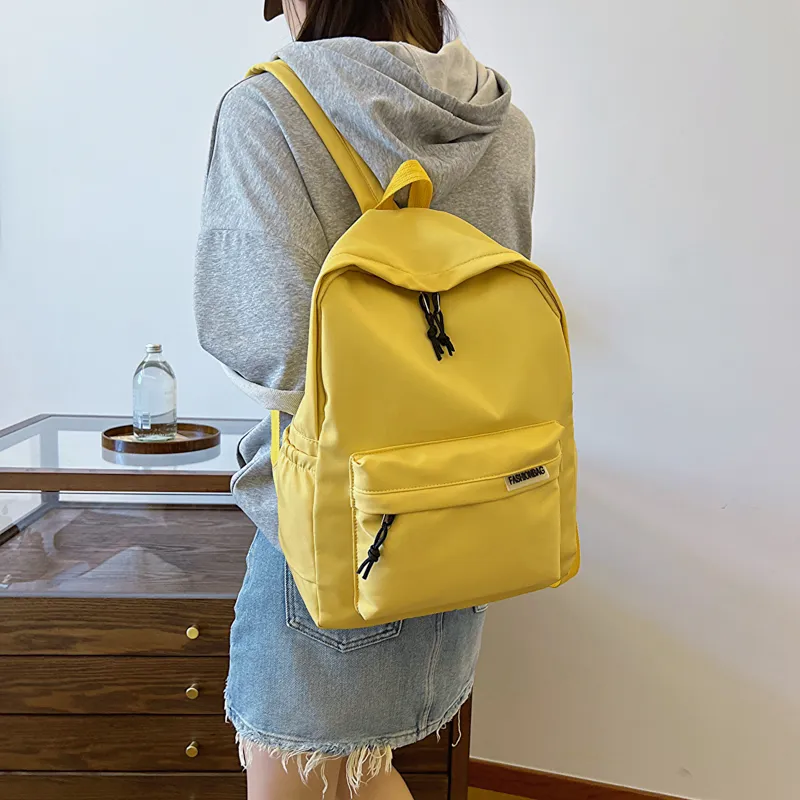 OURFUN Fabric Backpack Regular Unisex Ecru/Black/Orange Red/Violet/Yellow/Green/Blue/Pink-25