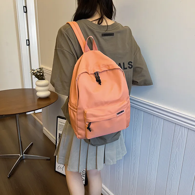 OURFUN Fabric Backpack Regular Unisex Ecru/Black/Orange Red/Violet/Yellow/Green/Blue/Pink-15