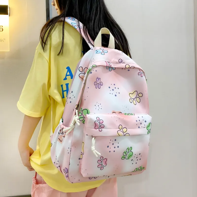 OURFUN Nylon Backpack Large Size Women's Purple/Pink/Yellow-5