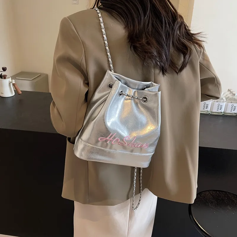 OURFUN PU Backpack Regular Women's Ecru/Silver/Black/Burgundy-6