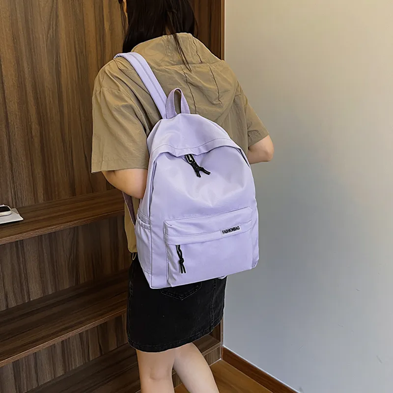 OURFUN Fabric Backpack Regular Unisex Ecru/Black/Orange Red/Violet/Yellow/Green/Blue/Pink-22