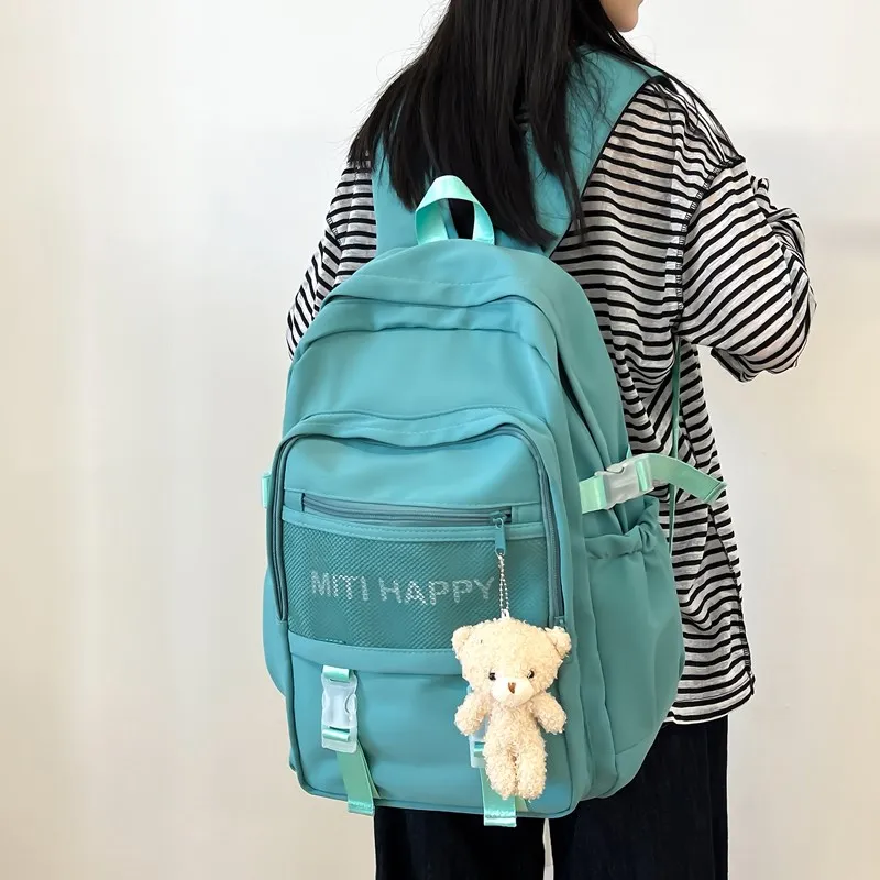 OURFUN Nylon Fabric Backpack Gray/Black/Green/Blue-5