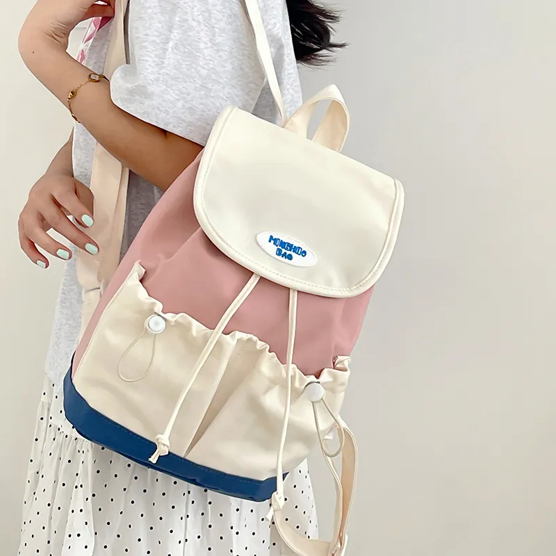 OURFUN Nylon Backpack Regular Women's Green/Blue/Pink-9