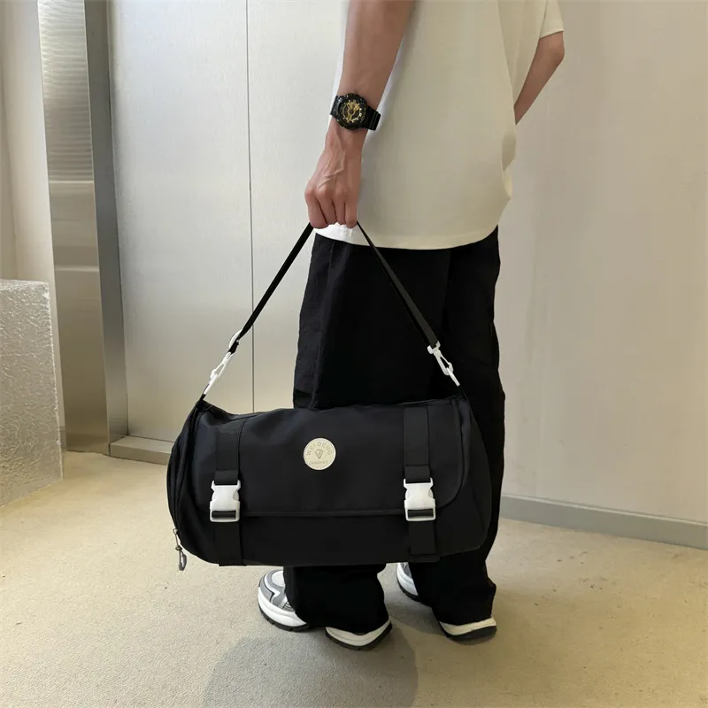 OURFUN Oxford Gym Bag Large Size Unisex Black/Rose Red/Purple/Orange/Blue/Pink-2