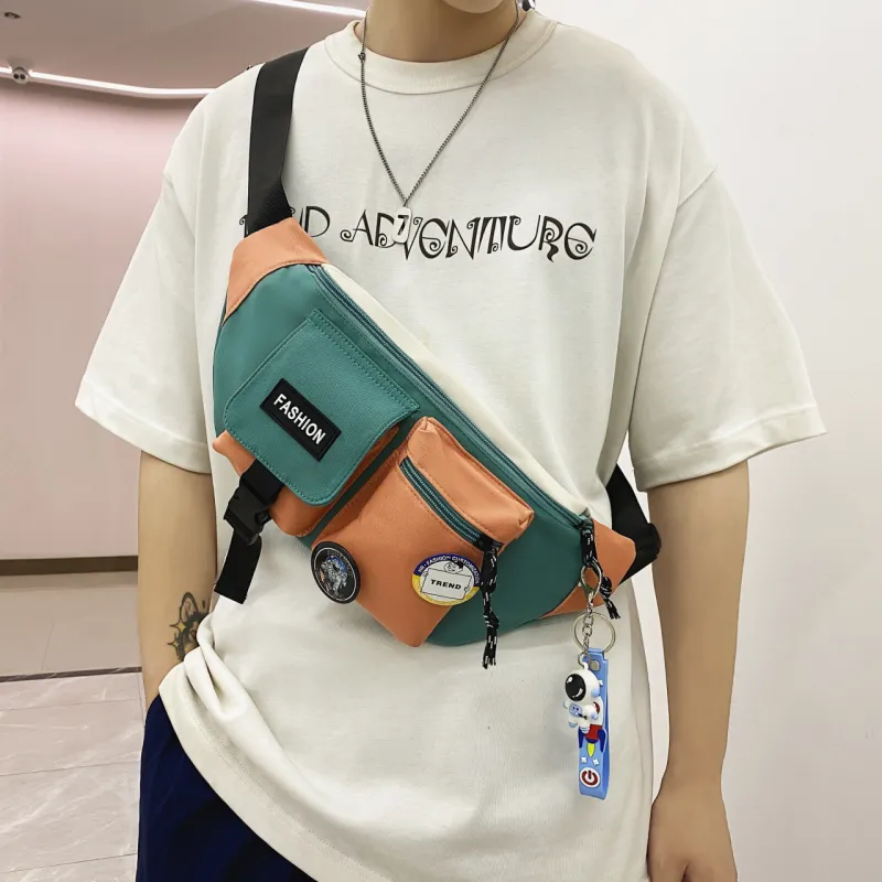 OURFUN Nylon Sling Bag Unisex Black/Green/Blue/Pink-4