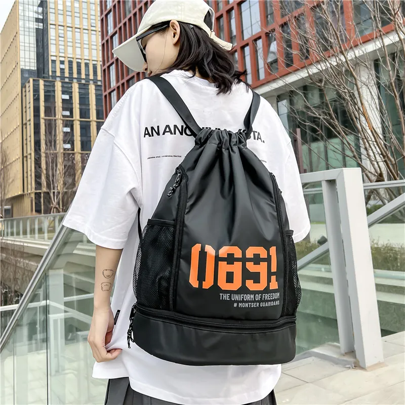 OURFUN Oxford Backpack Unisex Gray/Orange Red/Green-2