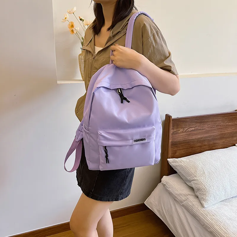 OURFUN Fabric Backpack Regular Unisex Ecru/Black/Orange Red/Violet/Yellow/Green/Blue/Pink-20