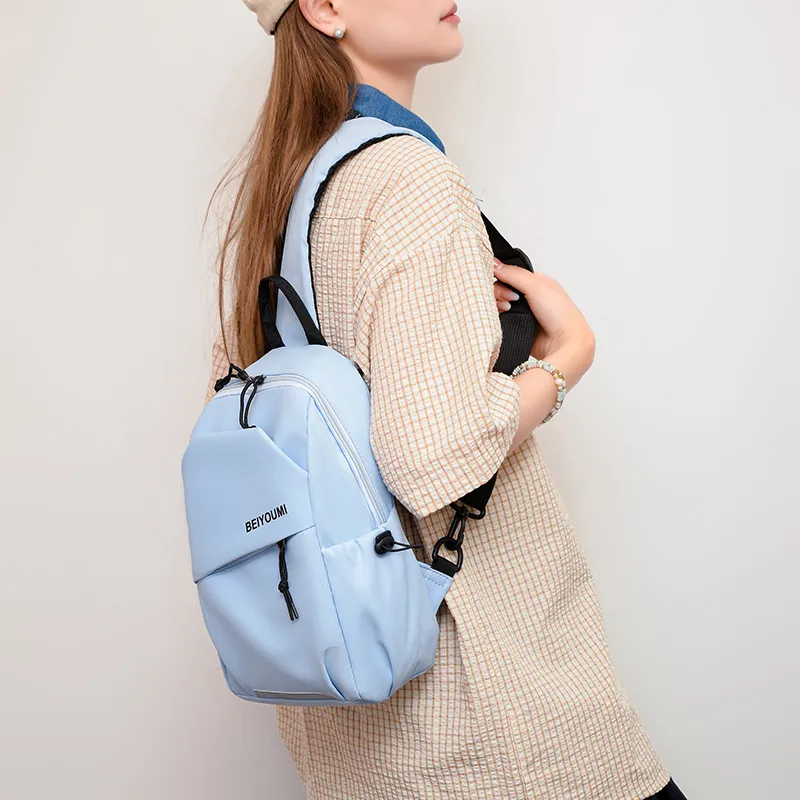 OURFUN Nylon Sling Bag Unisex White/Black/Green/Blue-6