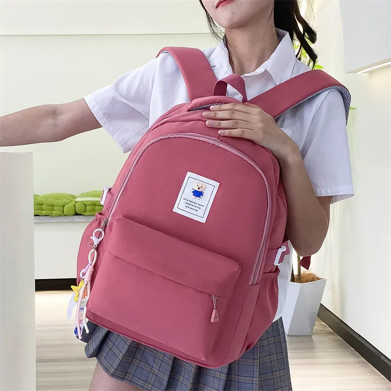 OURFUN Nylon Backpack Unisex Black/Pink/Watermelon Red/Green/Blue-12