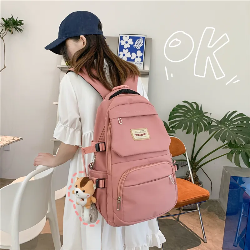 OURFUN Nylon Backpack Unisex Black/Watermelon Red/Burgundy/Blue-3