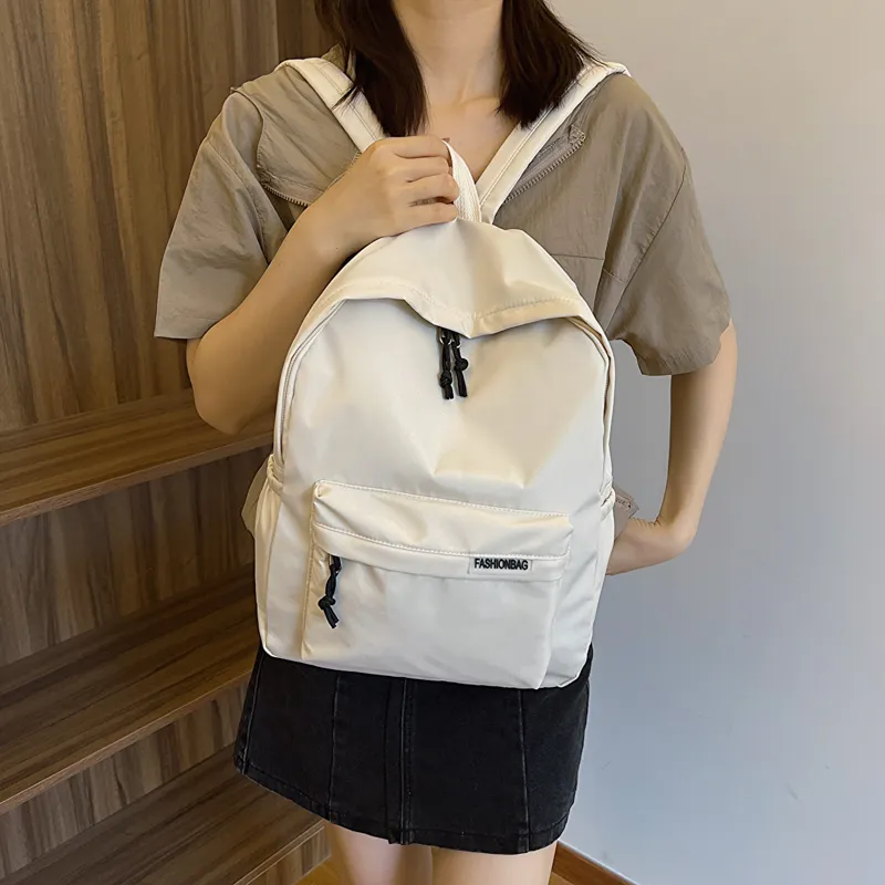 OURFUN Fabric Backpack Regular Unisex Ecru/Black/Orange Red/Violet/Yellow/Green/Blue/Pink-2