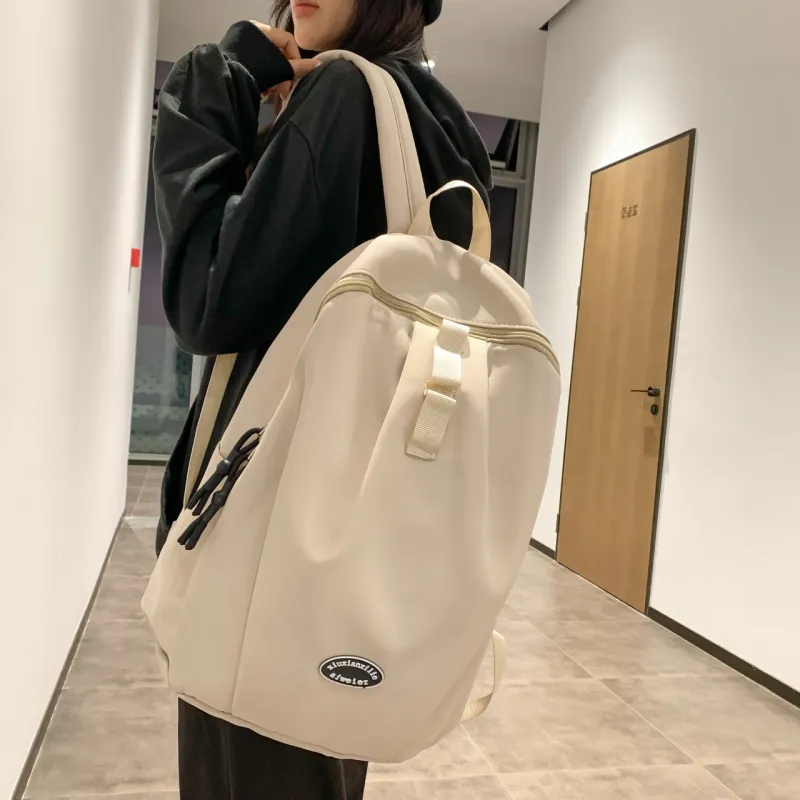 OURFUN Canvas Backpack Unisex White/Ecru/Gray/Black-3