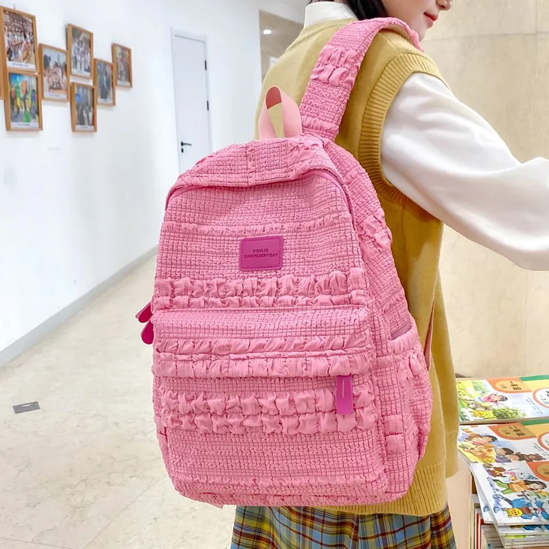 OURFUN Nylon Backpack Small Size Women's Multicolor-5