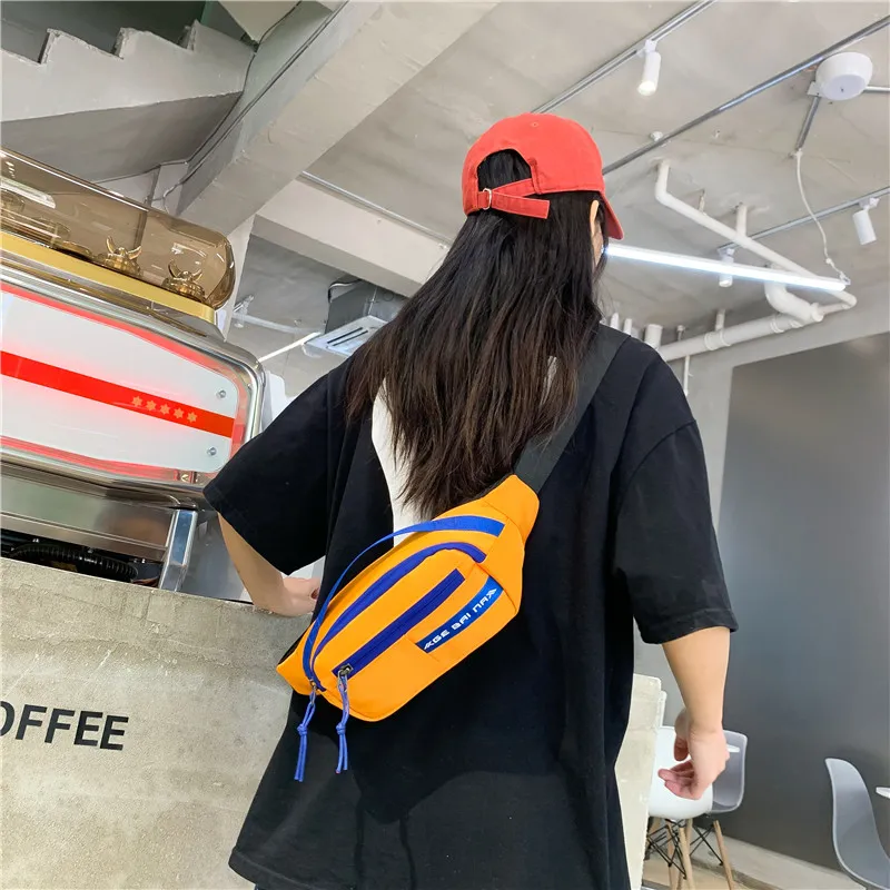 OURFUN Nylon Sling Bag Unisex Orange Yellow/Light Gray/Black/Yellow/Green/Blue-1